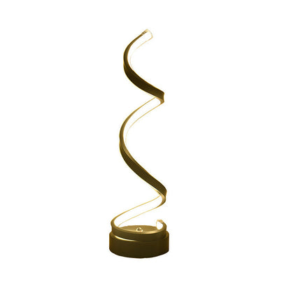 Skorter | Spiral Ribbon Metal Table Lamp Simplicity Black/White/Gold LED Work Lighting with Round Base in Warm/White Light