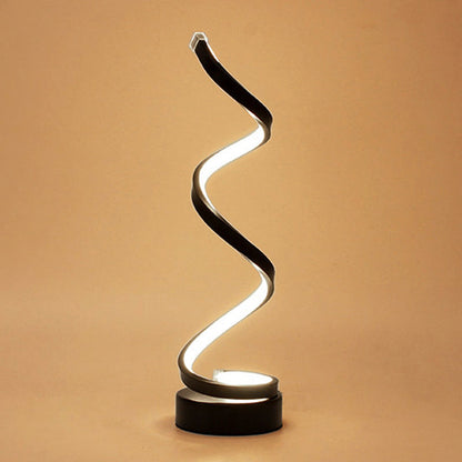 Skorter | Spiral Ribbon Metal Table Lamp Simplicity Black/White/Gold LED Work Lighting with Round Base in Warm/White Light