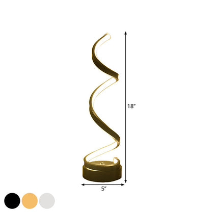 Skorter | Spiral Ribbon Metal Table Lamp Simplicity Black/White/Gold LED Work Lighting with Round Base in Warm/White Light