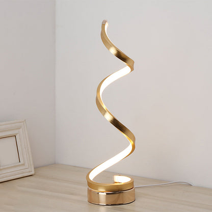 Skorter | Spiral Ribbon Metal Table Lamp Simplicity Black/White/Gold LED Work Lighting with Round Base in Warm/White Light