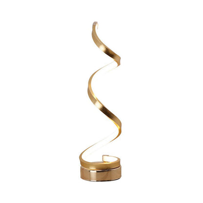 Skorter | Spiral Ribbon Metal Table Lamp Simplicity Black/White/Gold LED Work Lighting with Round Base in Warm/White Light