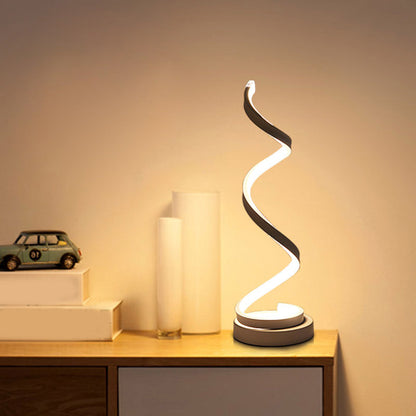 Skorter | Spiral Ribbon Metal Table Lamp Simplicity Black/White/Gold LED Work Lighting with Round Base in Warm/White Light