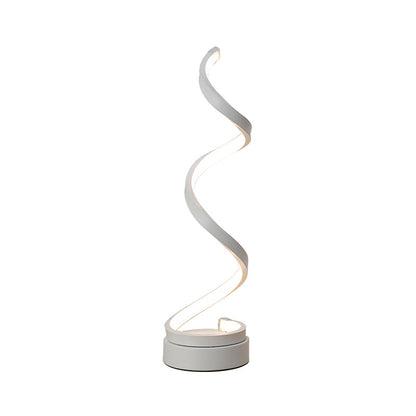 Skorter | Spiral Ribbon Metal Table Lamp Simplicity Black/White/Gold LED Work Lighting with Round Base in Warm/White Light