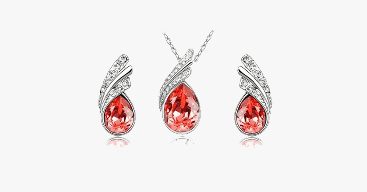 Skorter | Angle Tear Drop Austrian Crystal Pendant & Earring Set – A Unique and Stylish Addition to Your Collection