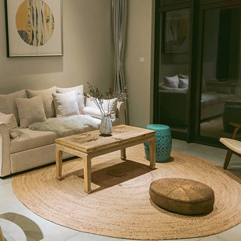 Skorter | Brown simple rug jute rural rug washable non-slip pet-friendly rug for the living room