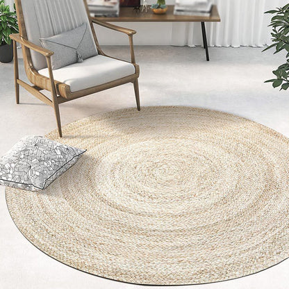 Skorter | Beige Simple Rug Jute Rustic Rug Washable Non-Slip Pet-Friendly Rug for the Living Room