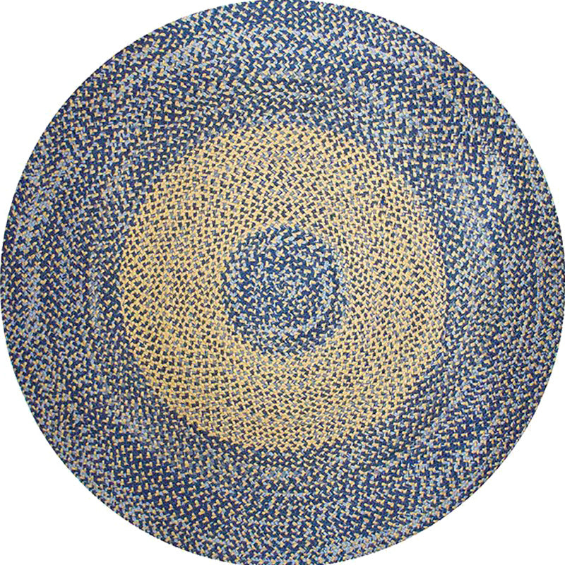 Skorter | Country Circle Pattern Rug Blue and Brown Sisal Rug Non-Slip Back Washable Pet-Friendly Carpet for Home