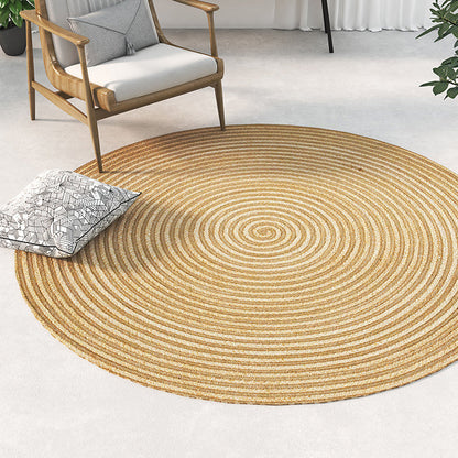 Skorter | Country Circle Pattern Rug Brown Sisal Carpet Non-Slip Back Washable Pet-Friendly Carpet for Home
