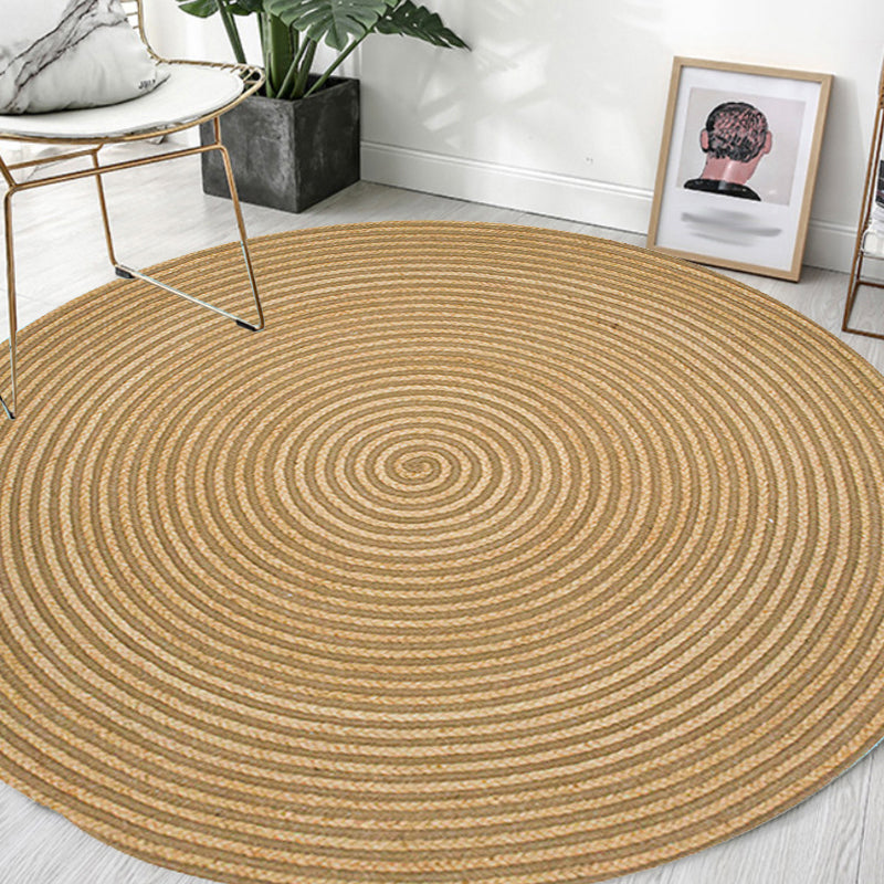 Skorter | Country Circle Pattern Rug Brown Sisal Carpet Non-Slip Back Washable Pet-Friendly Carpet for Home