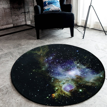Skorter | Black Galaxy Pattern Rug Polyester Novelty Rug Washable Non-Slip Pet Friendly Area Rug for Bedroom