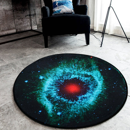 Skorter | Black Galaxy Pattern Rug Polyester Novelty Rug Washable Non-Slip Pet Friendly Area Rug for Bedroom