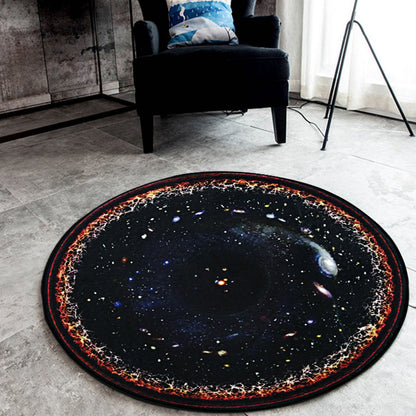 Skorter | Black Galaxy Pattern Rug Polyester Novelty Rug Washable Non-Slip Pet Friendly Area Rug for Bedroom
