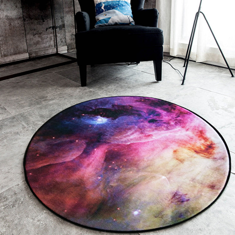 Skorter | Black Galaxy Pattern Rug Polyester Novelty Rug Washable Non-Slip Pet Friendly Area Rug for Bedroom