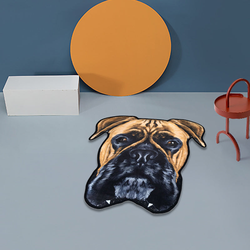 Skorter | Creative Brown Contemporary Carpet Polyester Dog Pattern Rug Washable Pet Friendly Non-Slip Carpet for Kids Room