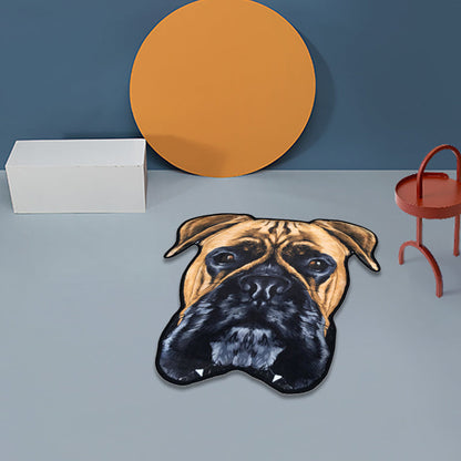 Skorter | Creative Brown Contemporary Carpet Polyester Dog Pattern Rug Washable Pet Friendly Non-Slip Carpet for Kids Room