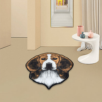 Skorter | Creative Brown Contemporary Carpet Polyester Dog Pattern Rug Washable Pet Friendly Non-Slip Carpet for Kids Room
