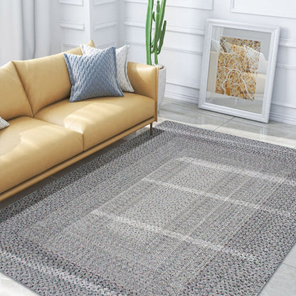 Skorter | Country Geometric Pattern Area Rug Gray and Black Polypropylene Rug Non-Slip Backing Washable Pet-Friendly Carpet for Home