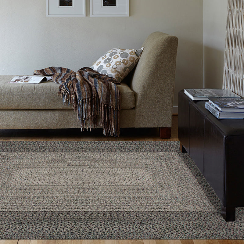 Skorter | Country Geometric Pattern Area Rug Gray and Black Polypropylene Rug Non-Slip Backing Washable Pet-Friendly Carpet for Home