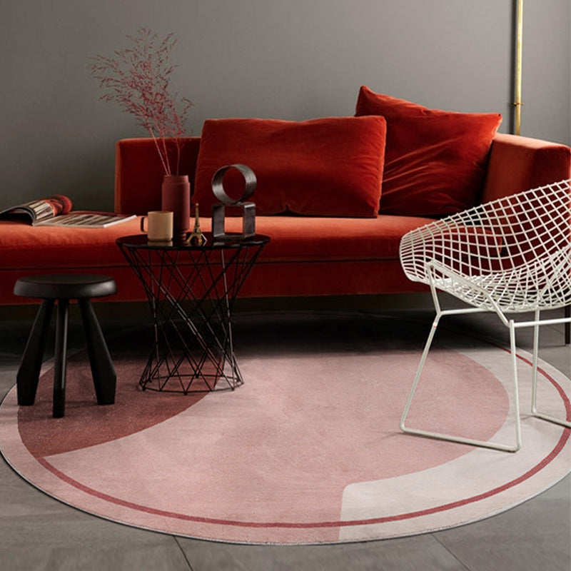 Skorter | Creative Abstract Carpet Red and Pink Modernism Carpet Polyester Pet Friendly Washable Non-Slip Area Rug for Bedroom