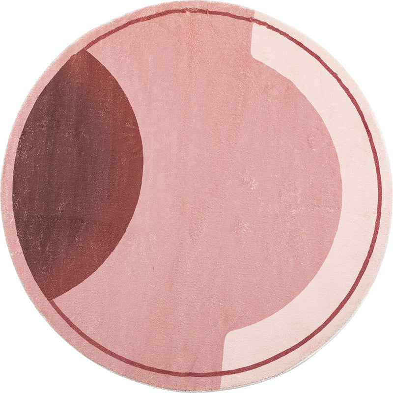 Skorter | Creative Abstract Carpet Red and Pink Modernism Carpet Polyester Pet Friendly Washable Non-Slip Area Rug for Bedroom