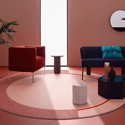 Skorter | Creative Abstract Carpet Red and Pink Modernism Carpet Polyester Pet Friendly Washable Non-Slip Area Rug for Bedroom