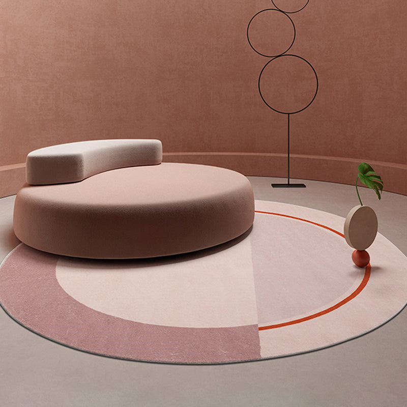 Skorter | Creative Abstract Carpet Red and Pink Modernism Carpet Polyester Pet Friendly Washable Non-Slip Area Rug for Bedroom