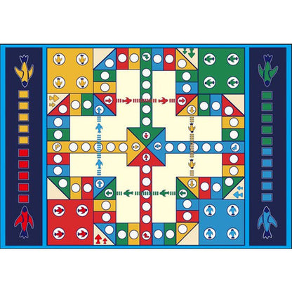 Skorter | Blue Children's Room Carpet Kids Chessboard Pattern Carpet Polyester Washable Non-Slip Backing Pet-Friendly Carpet