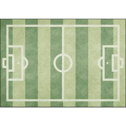 Skorter | Creative Football Field Pattern Rug Green Kids Rug Polyester Pet Friendly Washable Non-slip Area Rug for Decoration