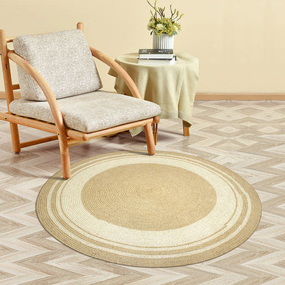 Skorter | Brown Bedroom Carpet Rustic Circular Pattern Rug Sisal Washable Non-Slip Backing Pet-Friendly Rug