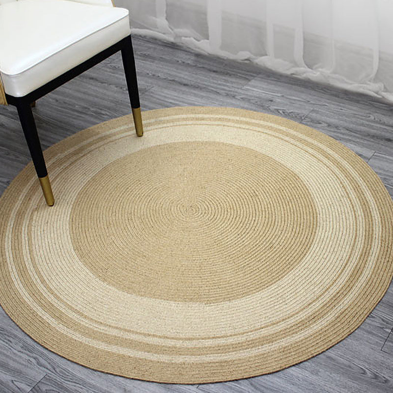 Skorter | Brown Bedroom Carpet Rustic Circular Pattern Rug Sisal Washable Non-Slip Backing Pet-Friendly Rug