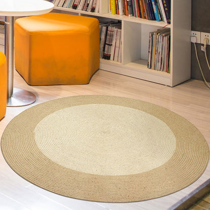 Skorter | Brown Bedroom Carpet Rustic Circular Pattern Rug Sisal Washable Non-Slip Backing Pet-Friendly Rug