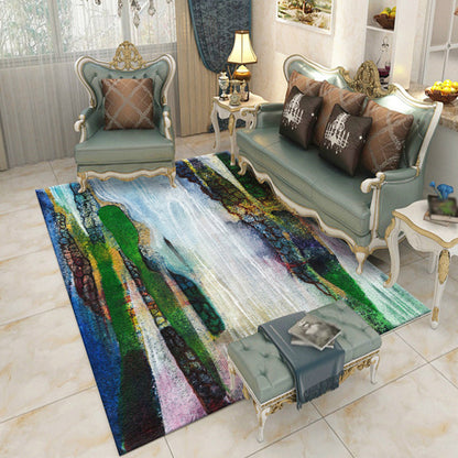 Skorter | Creative Watercolor Pattern Carpet Multicolor Industrial Rug Polyester Pet Friendly Washable Non-slip Carpet for Bedroom