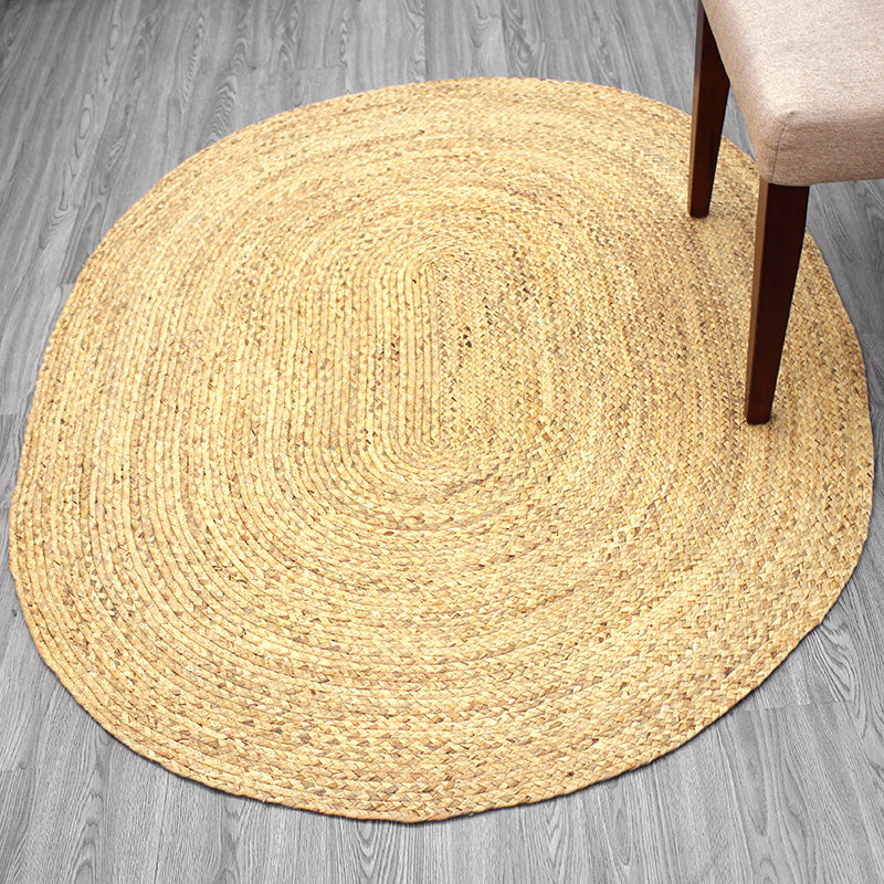Skorter | Country Solid Color Carpet Beige and Yellow Jute Carpet Non-Slip Pet-Friendly Washable Area Rug for Study