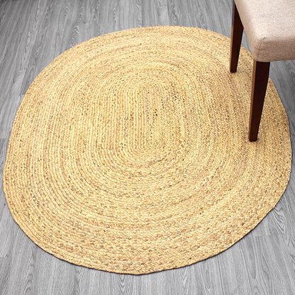 Skorter | Country Solid Color Carpet Beige and Yellow Jute Carpet Non-Slip Pet-Friendly Washable Area Rug for Study