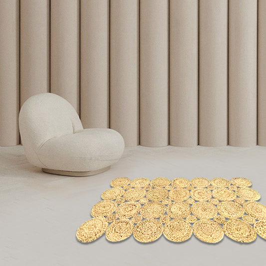 Skorter | Country Solid Color Carpet Beige and Yellow Jute Carpet Non-Slip Pet-Friendly Washable Area Rug for Study