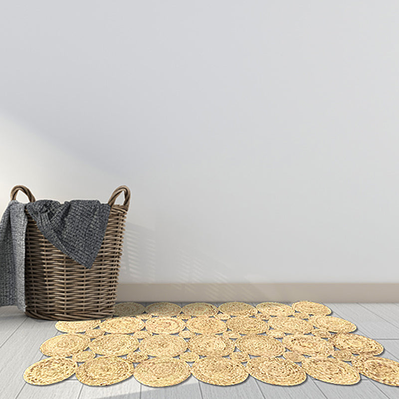 Skorter | Country Solid Color Carpet Beige and Yellow Jute Carpet Non-Slip Pet-Friendly Washable Area Rug for Study