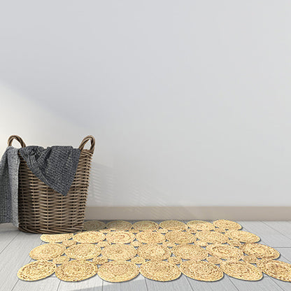 Skorter | Country Solid Color Carpet Beige and Yellow Jute Carpet Non-Slip Pet-Friendly Washable Area Rug for Study