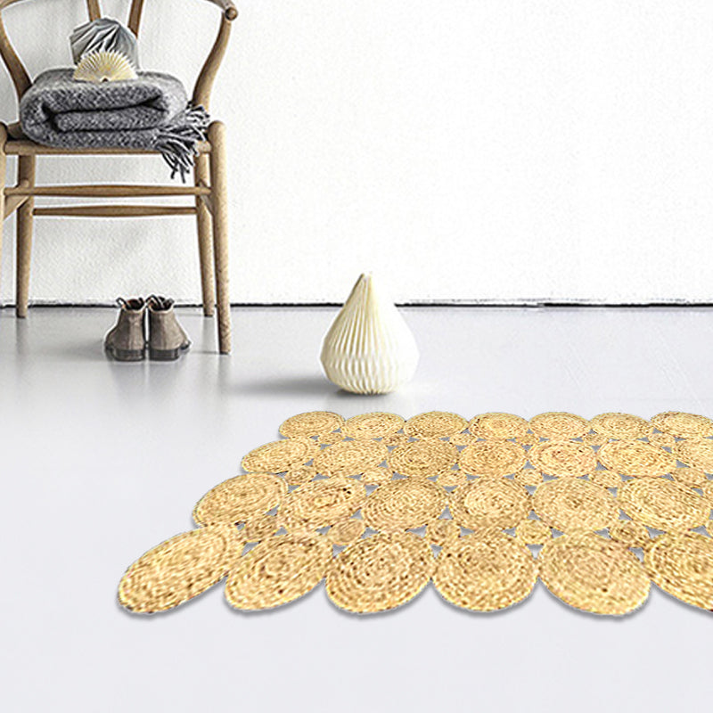 Skorter | Country Solid Color Carpet Beige and Yellow Jute Carpet Non-Slip Pet-Friendly Washable Area Rug for Study