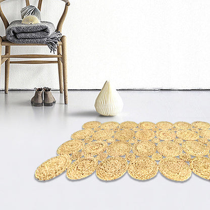 Skorter | Country Solid Color Carpet Beige and Yellow Jute Carpet Non-Slip Pet-Friendly Washable Area Rug for Study