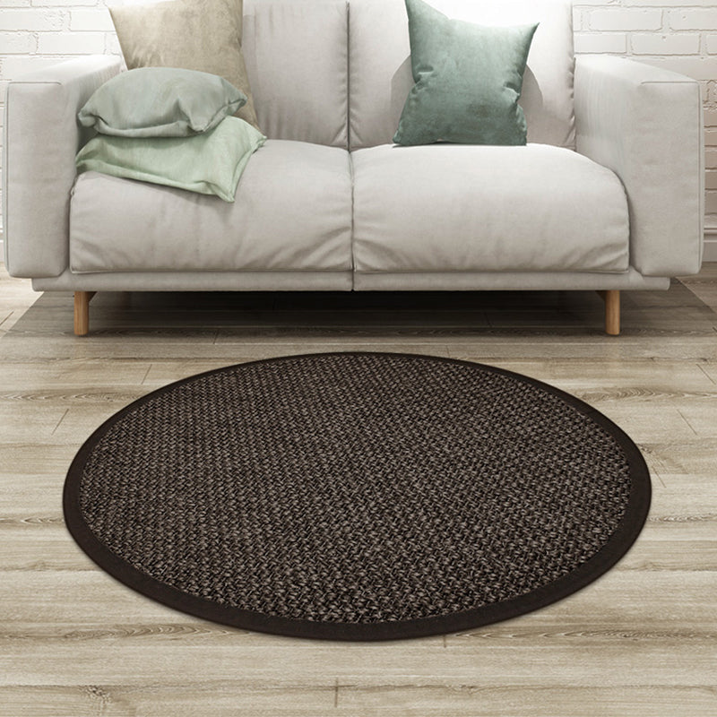 Skorter | Country Solid Color Area Rug Black Jute Rug Non-Slip Pet Friendly Washable Area Rug for Study