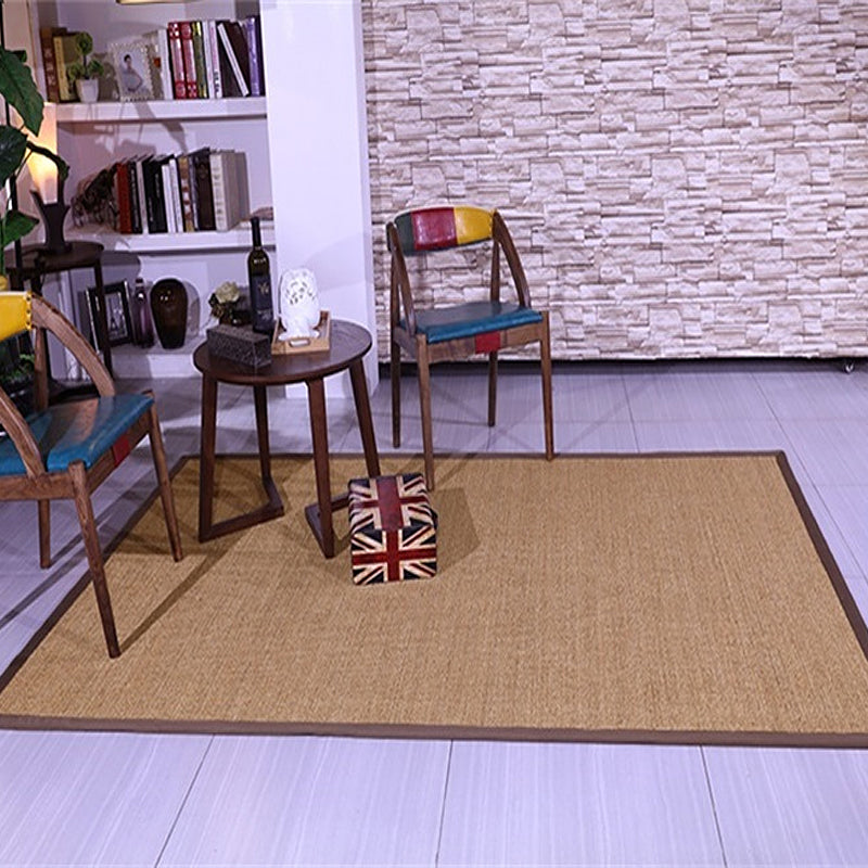 Skorter | Brown Solid Color Rug Sisal Country Rug Pet Friendly Washable Non-Slip Rug for Bedroom