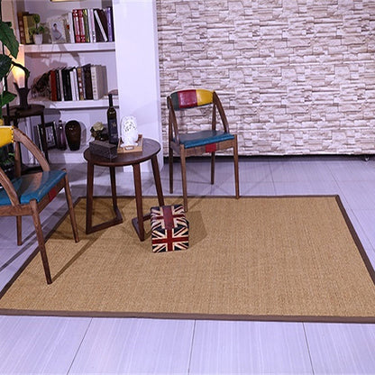 Skorter | Brown Solid Color Rug Sisal Country Rug Pet Friendly Washable Non-Slip Rug for Bedroom