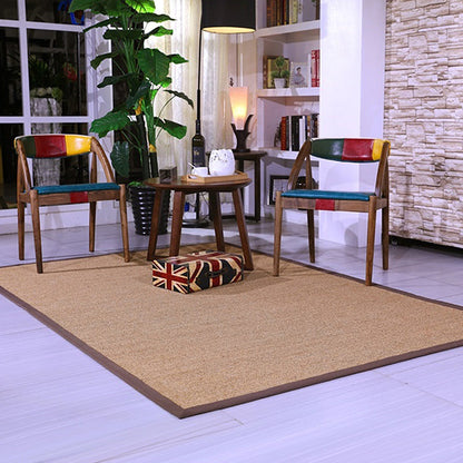 Skorter | Brown Solid Color Rug Sisal Country Rug Pet Friendly Washable Non-Slip Rug for Bedroom
