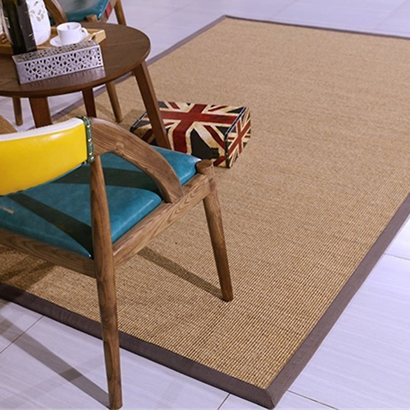 Skorter | Brown Solid Color Rug Sisal Country Rug Pet Friendly Washable Non-Slip Rug for Bedroom