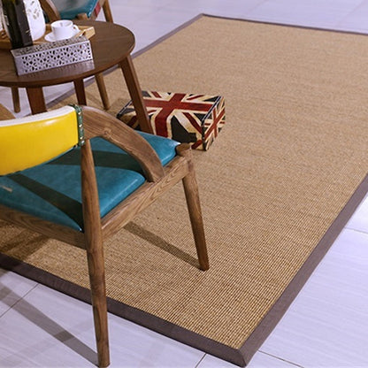 Skorter | Brown Solid Color Rug Sisal Country Rug Pet Friendly Washable Non-Slip Rug for Bedroom
