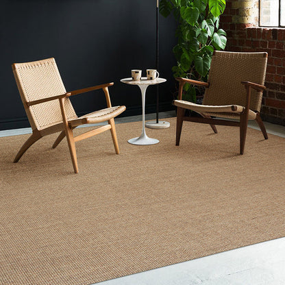 Skorter | Brown Living Room Rug Rustic Solid Color Rug Sisal Washable Non-Slip Back Pet-Friendly Rug
