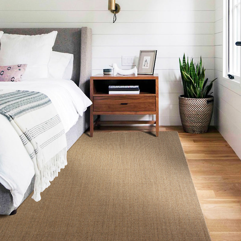 Skorter | Brown Living Room Rug Rustic Solid Color Rug Sisal Washable Non-Slip Back Pet-Friendly Rug