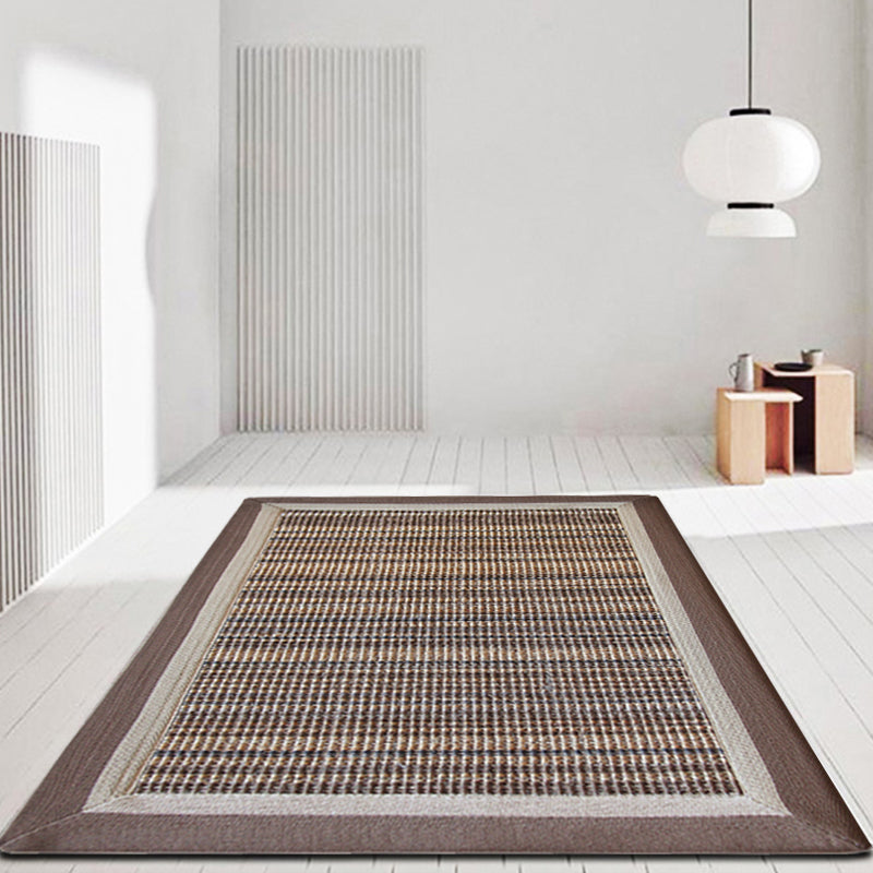 Skorter | Brown Living Room Rug Rustic Striped Pattern Rug Sisal Washable Non-Slip Backing Pet-Friendly Rug