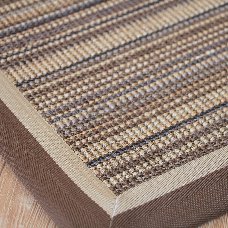 Skorter | Brown Living Room Rug Rustic Striped Pattern Rug Sisal Washable Non-Slip Backing Pet-Friendly Rug