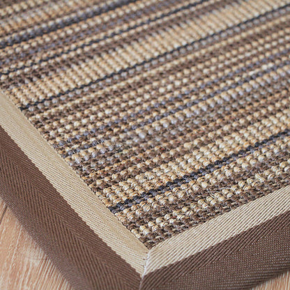 Skorter | Brown Living Room Rug Rustic Striped Pattern Rug Sisal Washable Non-Slip Backing Pet-Friendly Rug